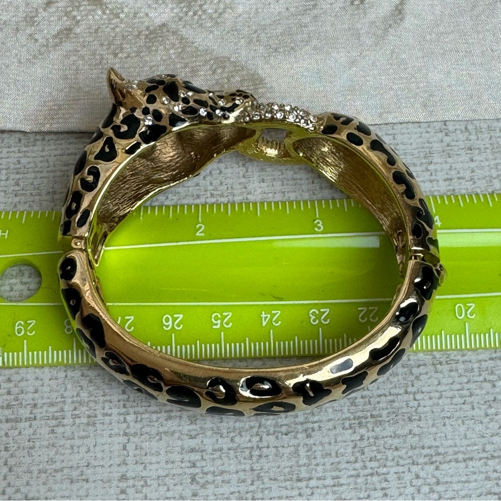 Vintage Ciner Click Clack Hinged Leopard Bracelet - Picture 2 of 10